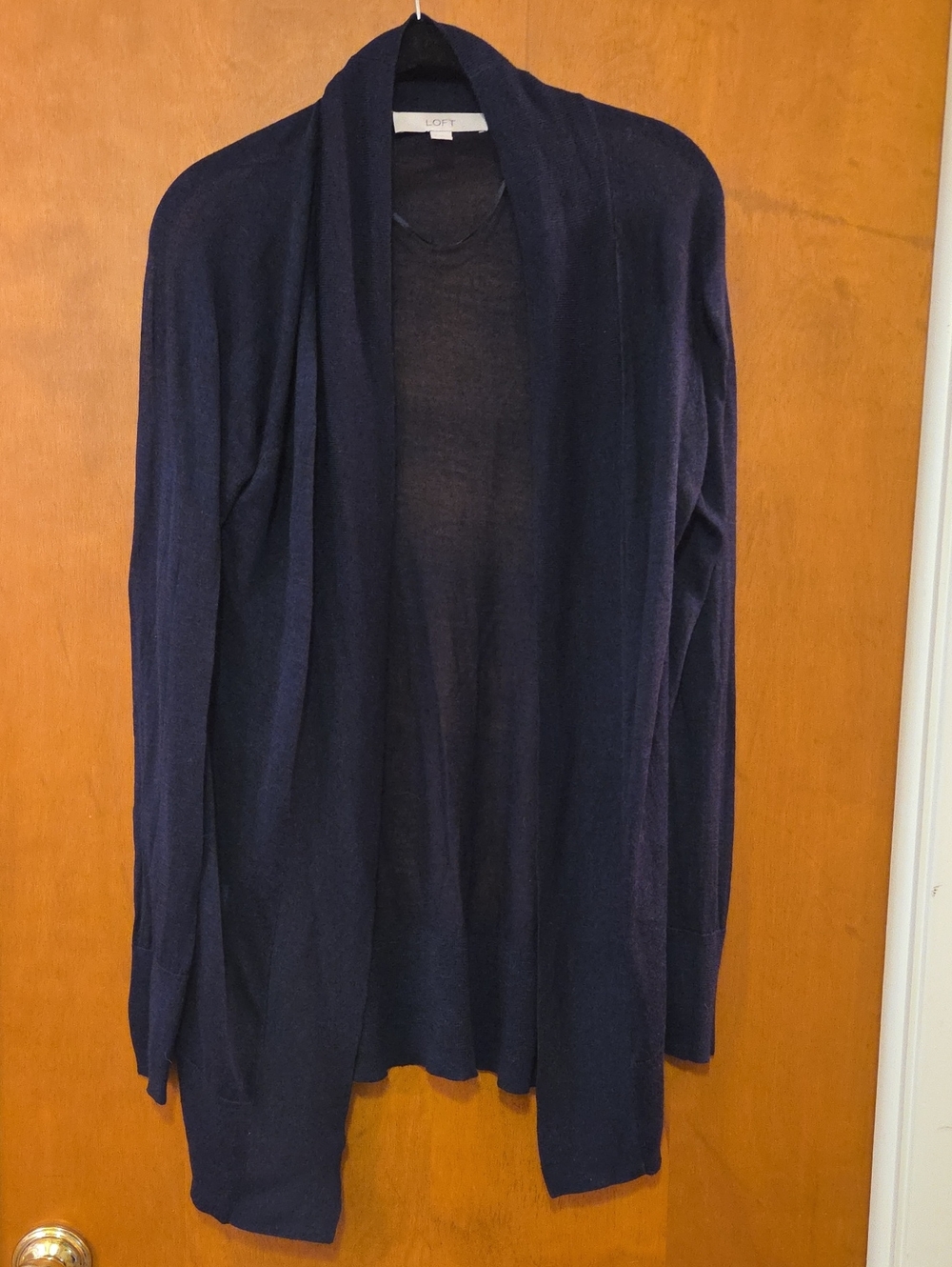 LOFT Navy Open-Front Lightweight Cardigan S